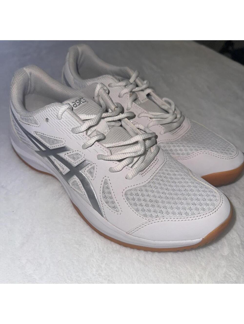 ASICS Indoor Court Shoes Men’s 10 White Silver Non Marking Volleyball Gym